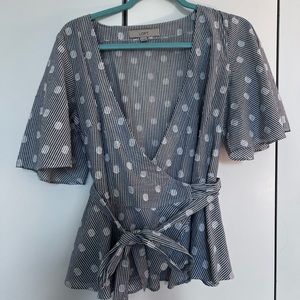 Loft Small blue and white striped blouse